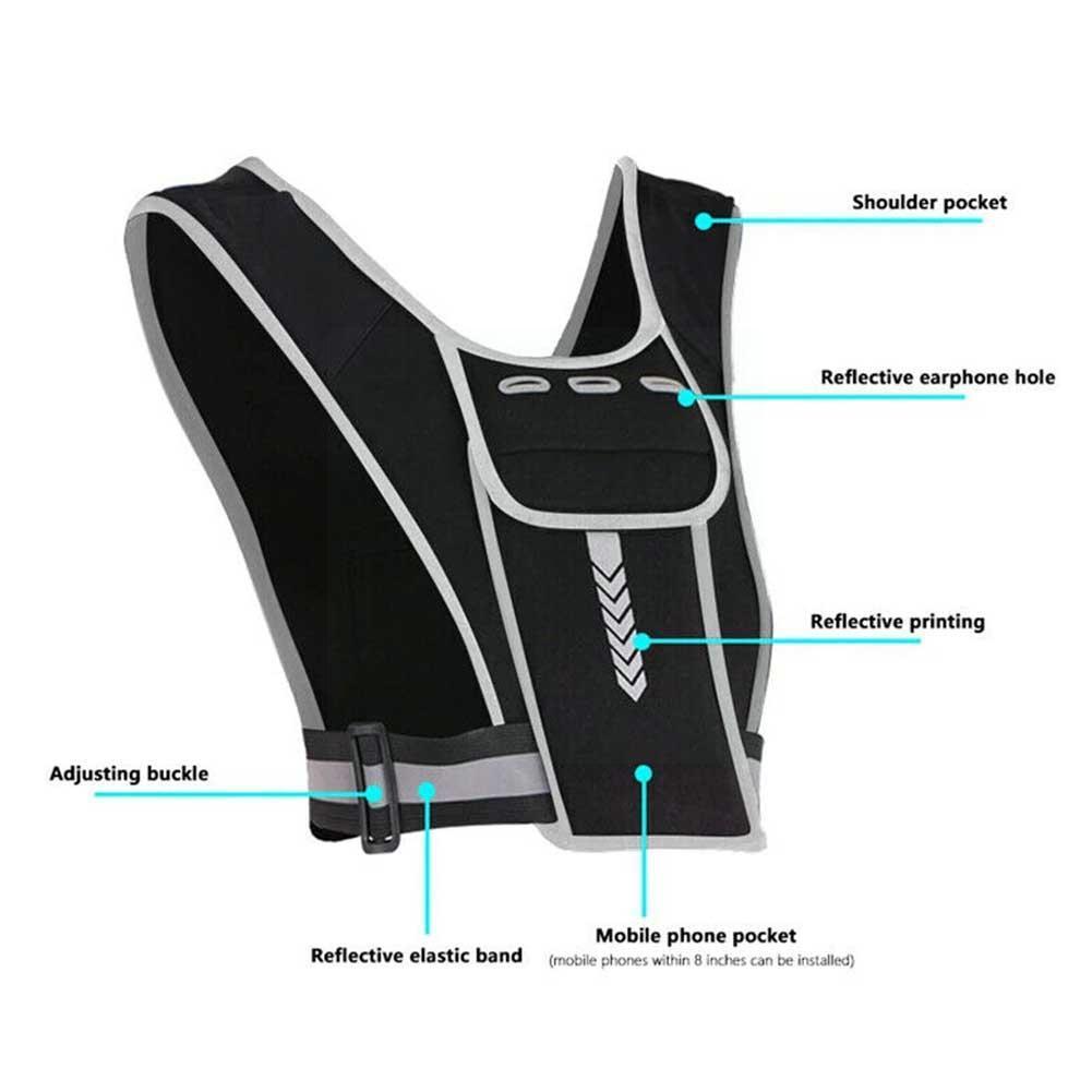Reflective Running Vest with Phone & Bottle Storage