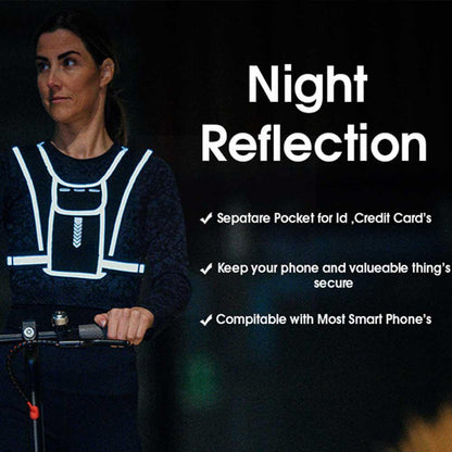 Reflective Running Vest with Phone &amp; Bottle Storage