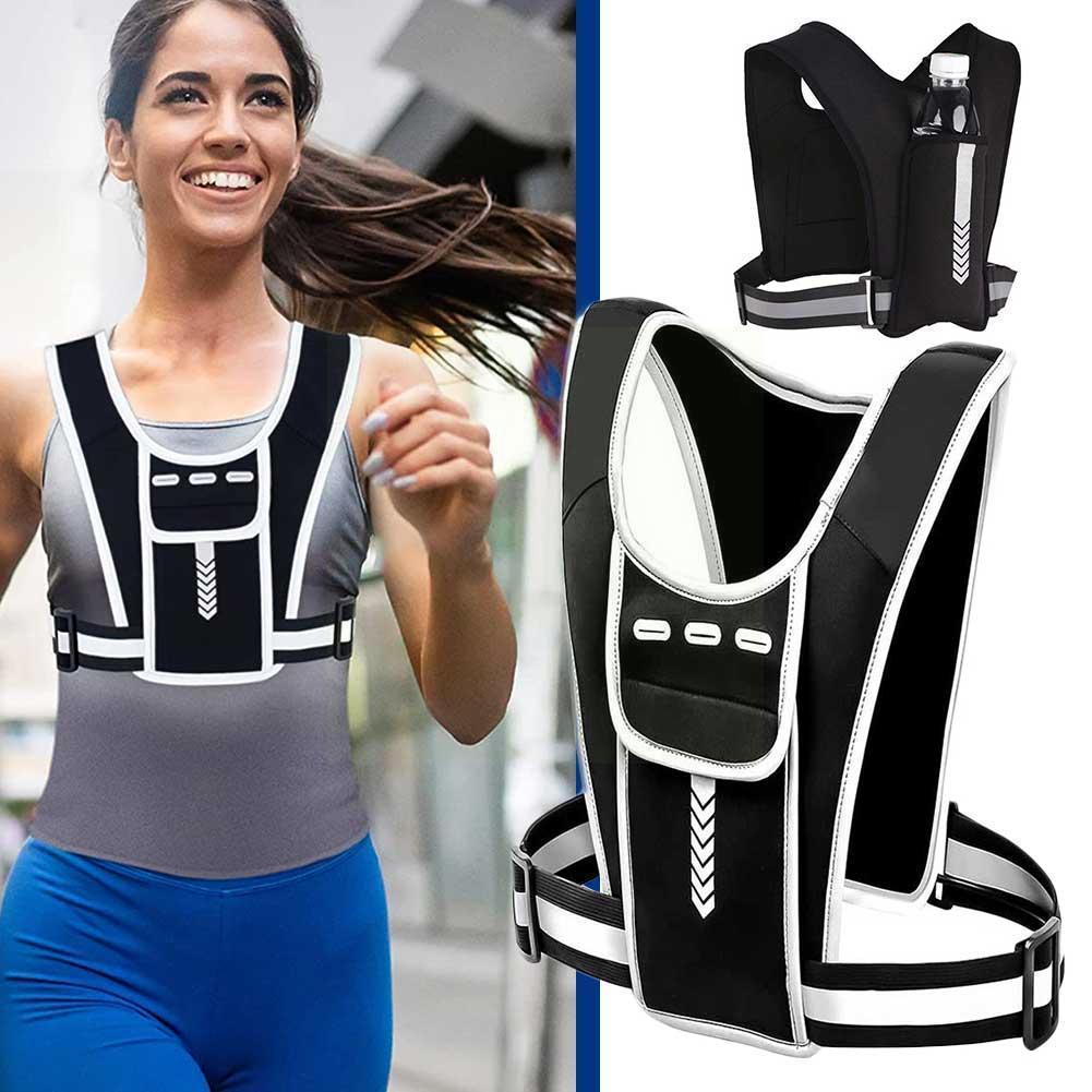 Reflective Running Vest with Phone &amp; Bottle Storage