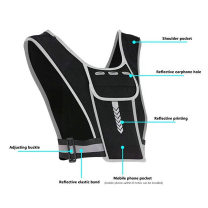 Reflective Running Vest with Phone &amp; Bottle Storage